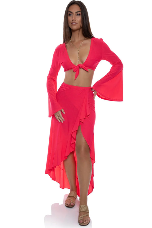 Luli Fama Cosita Buena Ruffled High-lo Slit Skirt